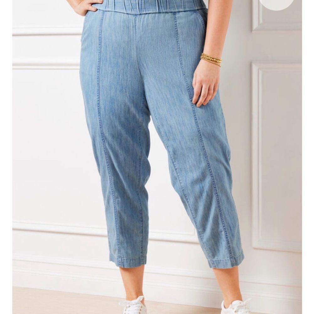 Talbots NWT slim Crop Chambray Pants. Plus Size 2XL